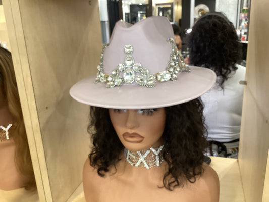 Lavender Leather Bling Hat