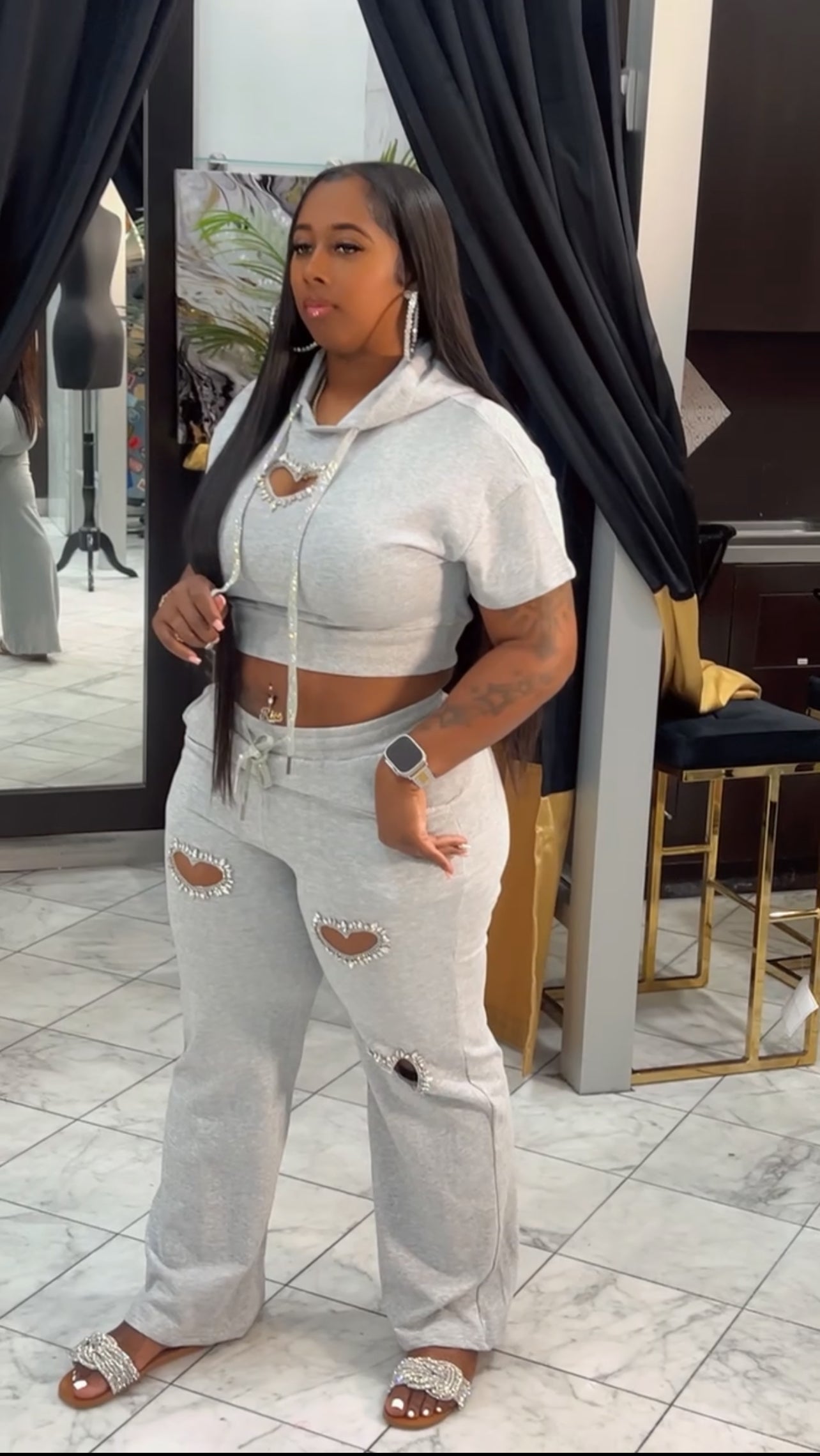 Bling heart sweatsuit