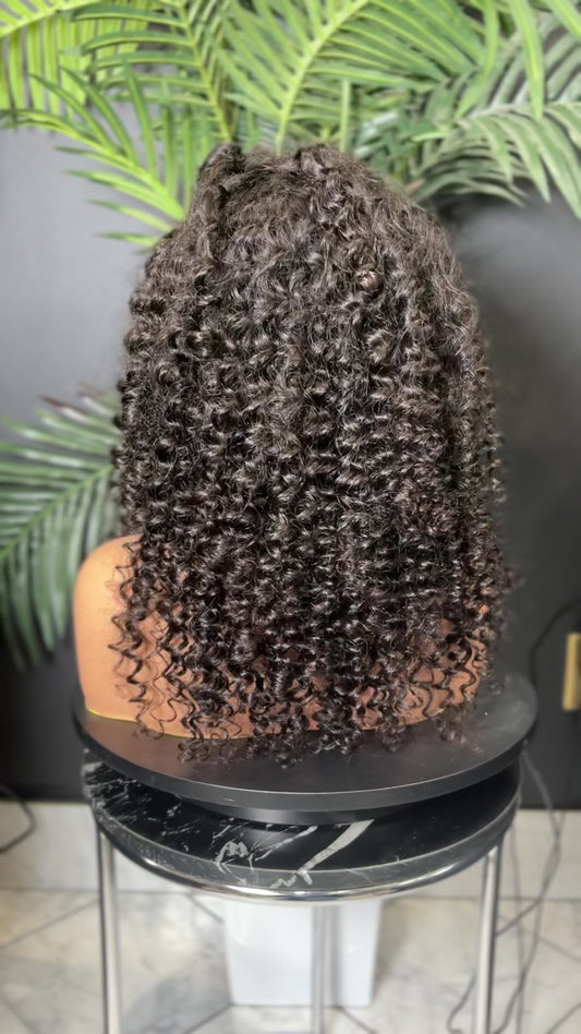 HD 5x5 Black Curly Wig 18"